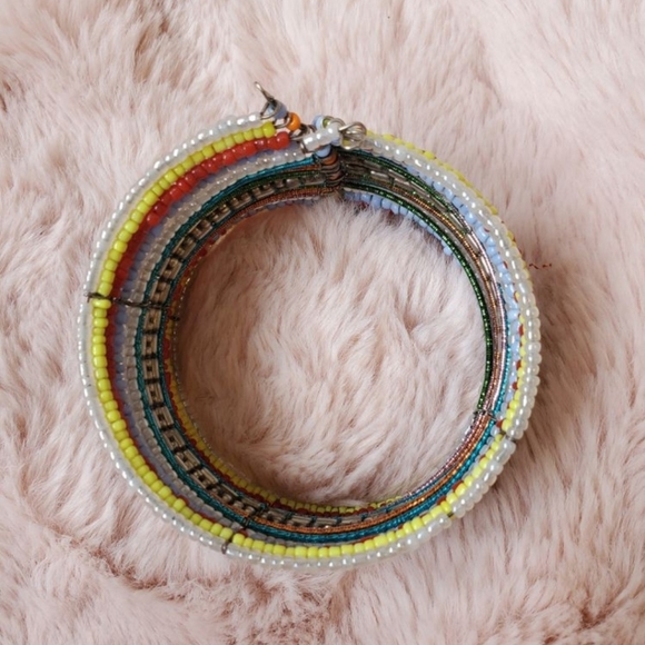 Beaded Multi-Coloured Boho Bohemian Stretch Bracelet Cuff - Picture 5 of 6